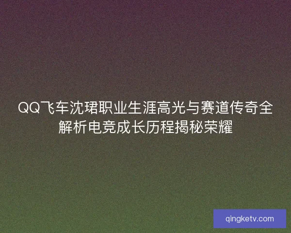 QQ飞车沈珺职业生涯高光与赛道传奇全解析电竞成长历程揭秘荣耀