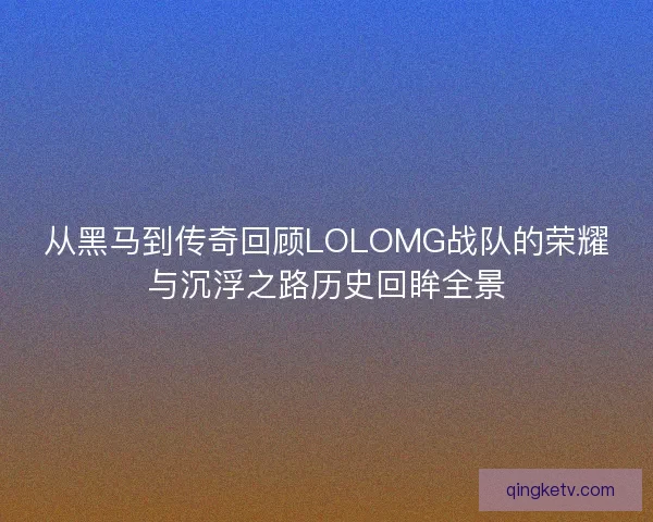从黑马到传奇回顾LOLOMG战队的荣耀与沉浮之路历史回眸全景