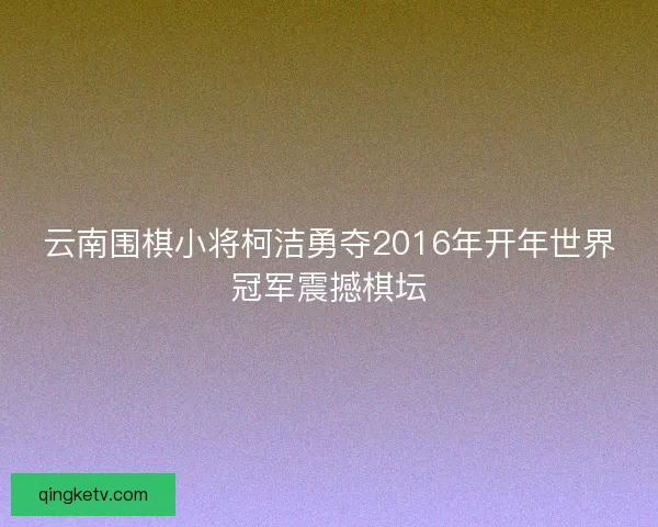 云南围棋小将柯洁勇夺2016年开年世界冠军震撼棋坛