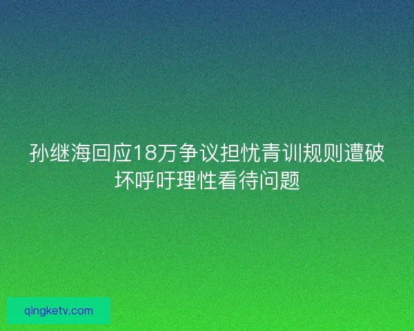 孙继海回应18万争议担忧青训规则遭破坏呼吁理性看待问题 孙继海回应18万争议担忧青训规则遭破坏呼吁理性看待问题