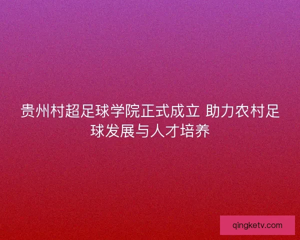 贵州村超足球学院正式成立 助力农村足球发展与人才培养